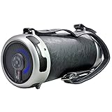Woozik S29 Portable Loud Bluetooth Boombox Speaker - with Micro SD Card, Aux, Back-lit LED Light, FM Radio, Rechargeable Battery, Leather Cover & Strap, and 4