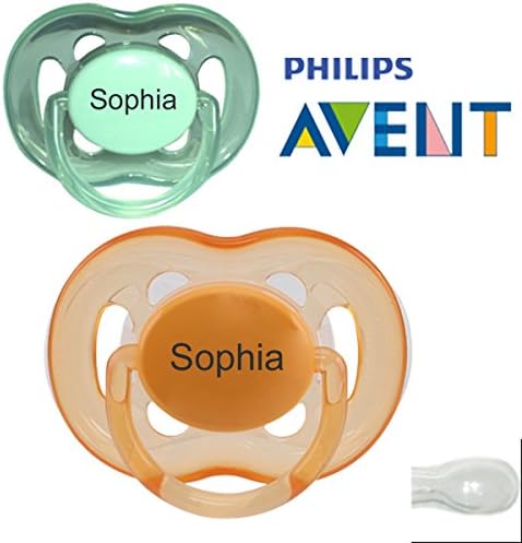 Personalised Dummy Avent Silicone Symmetrical, size 2, 1 green+1 orange (2 pcs)