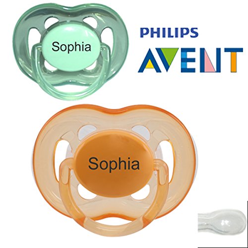 Personalised Dummy Avent Silicone Symmetrical, size 2, 1 green+1 orange (2 pcs)
