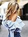 Simplee Apparel Women's One Shoulder Long Sleeve Striped Ruffles Blouse Shirt Tops Blue