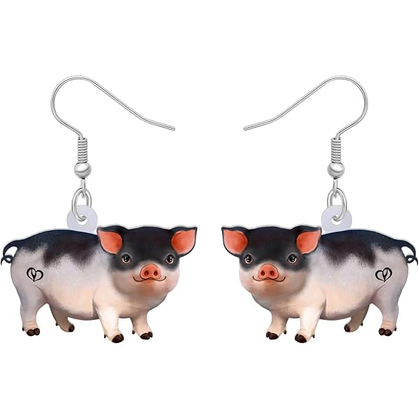 Cute Pig Dangle Earrings For Women & Girls – Hypoallergenic Acrylic Animal Earrings, Perfect Gift For Birthdays & Parties
