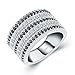 A ANGG 925 Sterling Silver Women Rings with White Cubic Zirconia and Black Spinel High Polish Vintage Statement Rings for Women Girls as Gifts Size 6-10