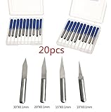 YIYATOO 20pcs 10&deg; 15&deg; 20&deg; 30&deg; 3.175mm Carbide PCB Engraving Bits CNC Router Tool 0.1mm