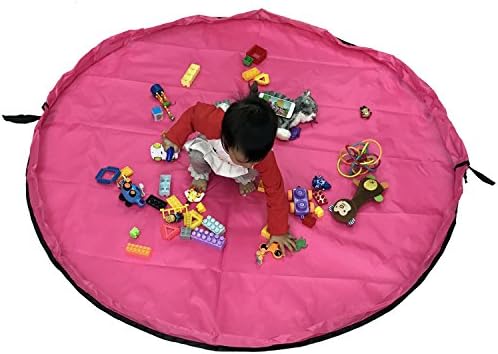 Toy Storage Bag,60 inches Foldable Large Children's Play Mat Floor Activity Mat Floor Playbag Toys Organizer Quick Pouch-Perfect for Storing ,Easy to Carry, Sturdy (Rose Red)