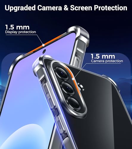 FLLAO 4 in 1 Case for Samsung Galaxy A57 5G with 2 Screen Protector and 1 Camera Lens Protector, [Built-in Air Pad] Anti-Shock Anti-Scratch Case, Transparent