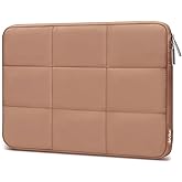 MOSISO Laptop Case 13.3 inch, 13-13.3 inch Puffy Laptop Sleeve Compatible with MacBook Air 13 13.6/Pro 13/Pro 14, HP Dell ASUS Lenovo, Rectangle Quilted Puffer Computer Bag for Women, Brown