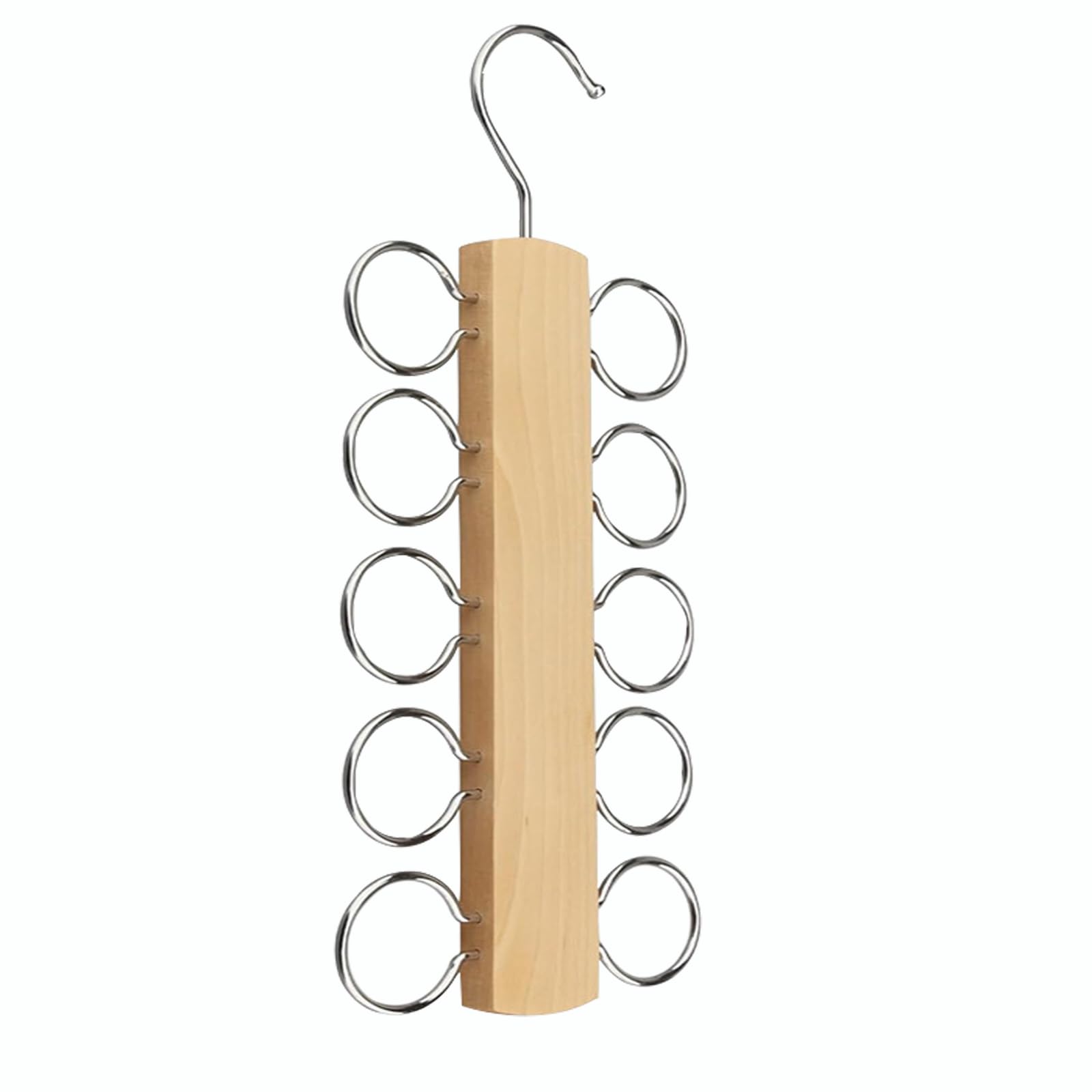 LMSAWK Scarf Hanger Wooden, Scarf Holder for Closet Organizer and Storage, Tie Hanger Scarf Rack, Space Saving Hangers with 10 Loops for All Scarves, Ties, Belts (Wood Color)