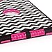 E LV iPad Air Deluxe Printed Hard Soft Hybrid Armor Combo Case with 1 Screen Protector, 1 Stylus and 1 E LV Microfiber Digital Cleaner - Zig Zag Hot Pink