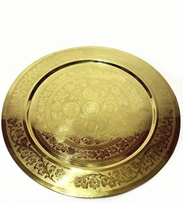 Oriental Orient Moroccan Indian Brass Tea serving Tray Afaf 60cm gold colored
