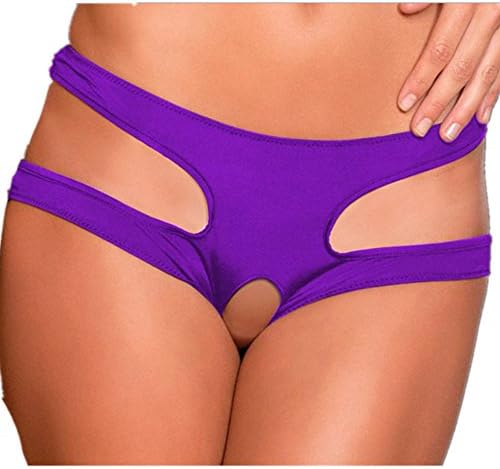 R LivE Women's Backless Panties Club Wear Crotchless G-String Thong Purple 2XL