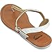 Alpine Swiss Womens Slingback T-Strap Gold Chain Accent Thong Sandals
