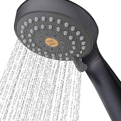YOO.MEE Pommeau de douche à main haute pression avec pulvérisateur puissant contre canalisation d'alimentation en eau basse pression, multifonction, avec tuyau anti-torsion, support, régulateur de