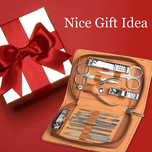 Pedicure Grooming Kit Manicure Set Ejiubas Stainless Steel Nail Clippers Kit Nail Cutter Set Women Men 14 Pieces with Portable Travel Case - Thumbnail 5