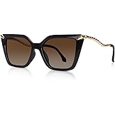 DrRelax Big Square Sunglasses Womens Retro Polarized Sun Glasses with Metal UV 400 Protection