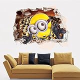 Fangeplus(TM) DIY Removable 3D Minion Smash Wall Despicable Me 2 Art Mural Vinyl Waterproof Wall Stickers Kids Room Decor Nursery Decal Sticker 35.4''x23.6''