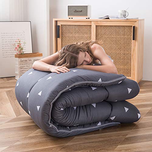 Grey Triangle Japanese Floor Futon Mattress, Tatami Floor Mat Portable