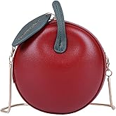 LUOZZY Apple Purse Shape Fruit Shape Handbag PU Leather Handbag Cartoon Shoulder Bag Adjustable Strap Apple Clutch for Women Girls - Fuchsia