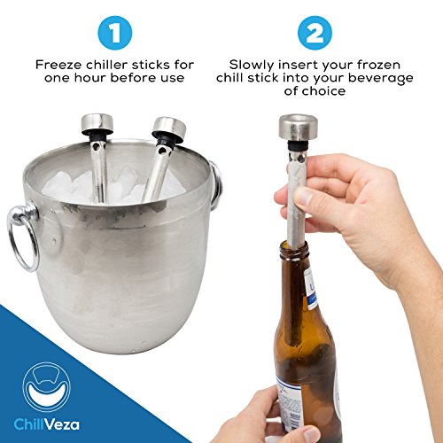 ChillVeza Beer Chiller Sticks for Beer Bottles, Stainless Steel (2 Count) Pricepulse