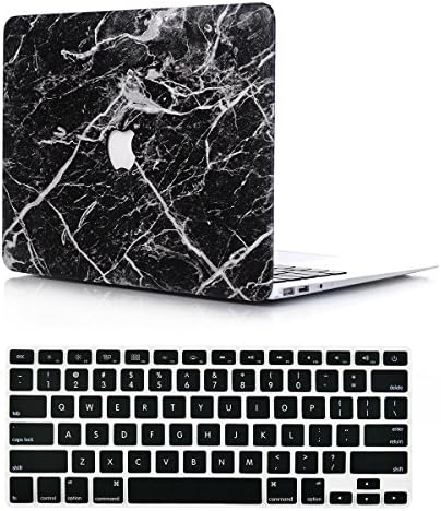 Macbook Air 13 Inch Case, VTOSEN Plastic Hard Shell Case with Keyboard Cover for Macbook Air 13.3inch, Model A1369 &amp; A1466 - Black Marble