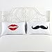 DasyFly His Hers Pillowcases for Couples,2PCS Red Lip and Black Beard Pillow Case,Cute Couples Gifts for Wedding Anniversary V-Day Christmas,Funny Gifts for Girlfriend Boyfriend