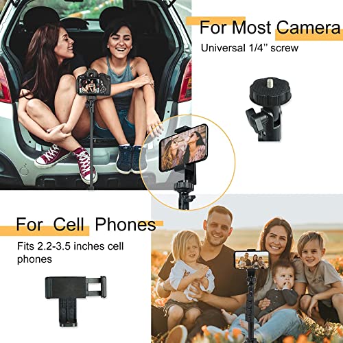 Phone Tripod, 67 Inch Cell Phone and Camera Extendable Tripod Stand, Selfie Stick with Wireless Remote Portable Compatible with 2.2-3.5 Inch iPhone/Phones, Heavy Duty Aluminum, Cupohus