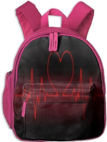 ECG Red Line Heart Black Background Kid's Shoulder Backpack School Bag School Backpack Backpack For Teens Boys Girls Students