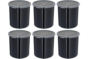 Carlisle FoodService Products Classic Round Storage Container Crock with Lid for Kitchen, Restaurants, Home, Plastic, 2.7 Quarts, Black, (Pack of 6)