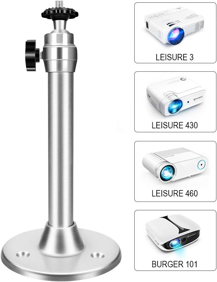 VANKYO Universal Mini Ceiling Projector Mount, Angle Adjustable Wall Ceiling Projector Mount with 360 Degrees Rotatable Heads, Compatible with Leisure 3: MP3 Players & Accessories