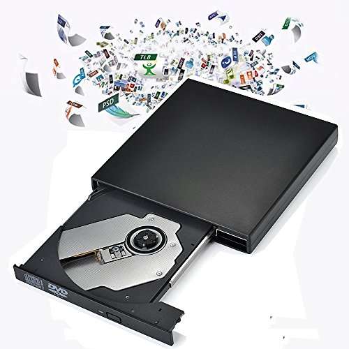 Elephant XuBlack Slim USB2.0 External Player External USB + DVD Combo CD-R/RW CD-ROM/XA DVD-ROM Burner Drive + Power Cord , Supports CD Burning for Computer,Laptop,TV and USB Port Device