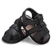 Royirene Infant Baby Boys Summer Shoes Soft Sole Anti-Slip Black PU Leather Sandals 12-18 Months