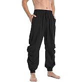 PACEIADTA Mens Casual Cotton Linen Pants Casual Elastic Waist Drawstring Yoga Jogger Pants