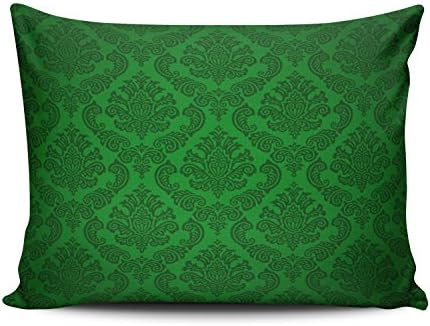 Boitty Pillow Case Baroque Vintage Damask Emerald Green Pillowcases Personalized Decorative Soft Throw Pillow Covers Cases Standard 20x26 Inches One Side