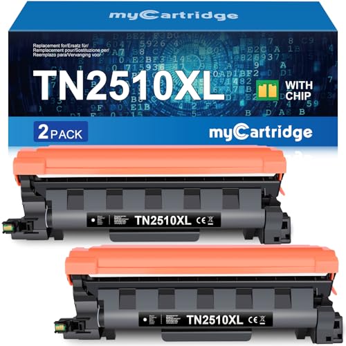 myCartridge TN2510 XL TN2510XL Toner Compatible with Brother MFC-L2835DW HL-L2400DWE DCP-L2660DW DCP-L2665DW HL-L2445DW DCP-L2620DW DCP-L2627DW for TN2510 TN 2510XL 2 x Black
