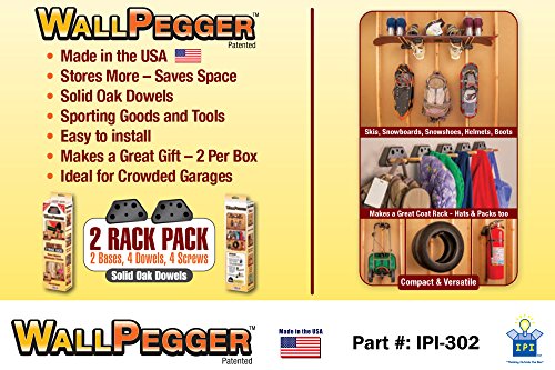 Wallpegger: Garage Wall Storage Racks - 2 Pk - Easy to Install - Incredibly Strong - Store Tools, Sporting Goods, Ladders, Skis, Snowboards, Bikes, Hoses, Power Tools, Golf Clubs, Coats - Adjustable