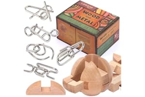 LESONG Brain Teasers Metal Puzzles for Kids and Adult, Mind, Logic and Game Test Toy for Teens, Disentanglement 3D Coil Cast Wire Chain Intelligence Toy for Party & Office, Best Puzzle Travel Games (Easy)