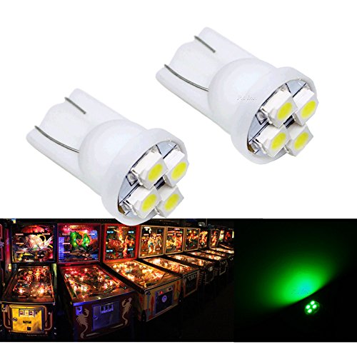 PA 25PCS #555 T10 4SMD LED Pinball Machine Light Bulb Green-6.3V