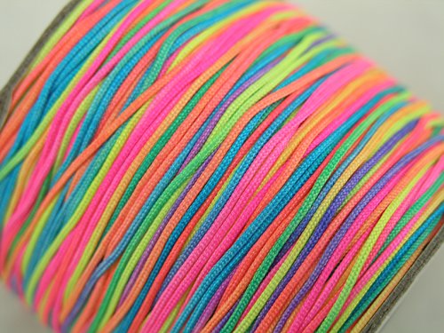 KONMAY 135 Yards 0.8mm Shamballa Macrame Beading Cord Nylon Kumihimo String Chinese Knot Nylon Braided Beading Cord (Rainbow RB)