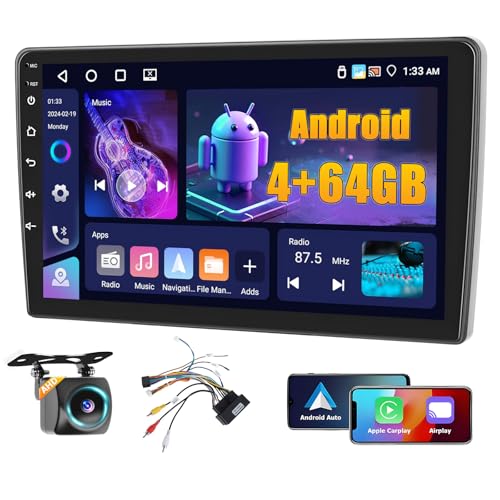 Fuluku 4+64G Android Car Radio for Fiat 500L 2012 2013 2014 2015 2016 2017 with Wireless Carplay & Android Car, 10.1 Inch IPS Touch Screen Radio with Bluetooth 5.0/GPS/Rear Camera/FM/WiFi/SWC