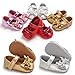 ENERCAKE Infant Baby Girls Mary Jane Flats Non-Slip Soft Soled Toddler First Walkers Crib Shoes Princess Dress Shoes(6-12 Months Infant, A-Gold)