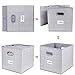 Homyfort Cloth Storage Bins, Foldable Cubes Box Basket Organizer Container Drawers with Dual Plastic Handles for Closet, Bedroom, Toys,Set of 4 Light Grey 13