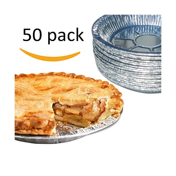 NoCry Premium Disposable Pie Pans (50 Pack) Foil Aluminum Pie Pans 9