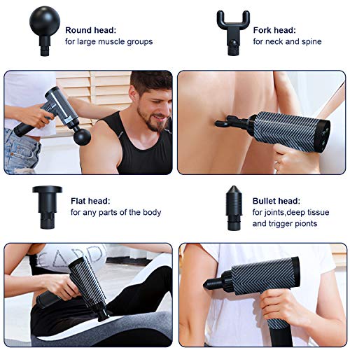 Muscle Massage Gun for Athletes,YUNDOO, Cordless Handheld Massage Gun, Body Relaxation, Massage with 4 Head Muscle Massage,Percussion Massager