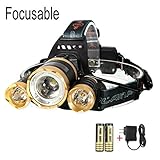 CAMTOA 5000LM Focusable Led Headlight,3 LED 3 X T6 Rechargeable Headlamp + 2R5 LED Head lamp 4 Modes Headlight Flashlight Torch For Outdoor Sports Camping Biking Hunting Fishing