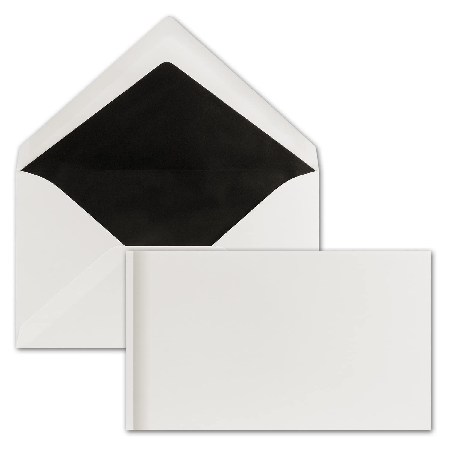 NEUSER Mourning Paper 25x Mourning Envelope with Shadow Border (Mourning Border), DIN B6, 120 x 204 mm, Colour Noble White, Black Lined with Wet Glue