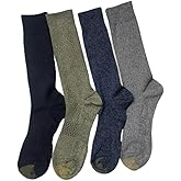 4 Pair Mens Multicolor GOLDTOE Casual Traveler Crew Socks, Shoe Size 6-12.5. (Multicolor, Shoe Size 6-12.5)