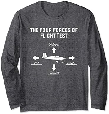 Unisex Aviation Pilot T-Shirt - The Four Forces of Flight Test XL: Dark Heather
