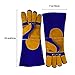 NKTM Leather Welding Gloves EXTREME HEAT RESISTANT & WEAR RESISTANT - For Tig Welders/Mig/Fireplace/Stove/BBQ/Gardening, Blue - 16In