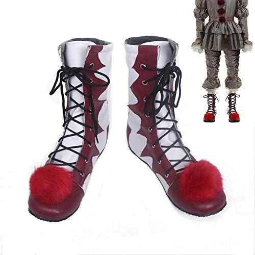 MBEN Halloween It Pennywise 2 Cosplay Shoes, Stephen King's Red & White Boots Clown Cosplay Costume Accessories for Adult Fancy Dress Clothing Merchandise,42