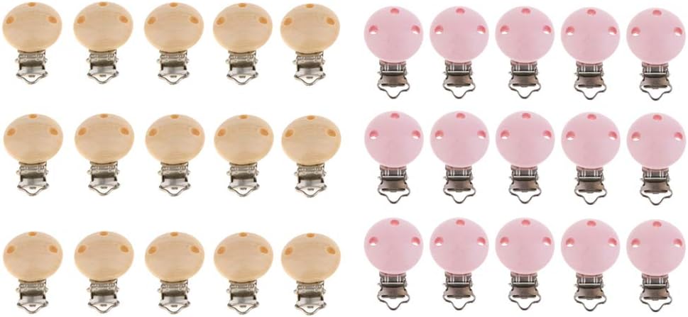 Amazon Co Jp N A 30x木製ベビーおしゃぶりクリップホルダーsootherダミークリップ歯が生えるアクセサリー おもちゃ