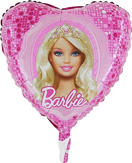 Toyland® 46cm (18") Barbie Wearing Tiara Heart Shaped Character Foil Balloon - Kids Party Decorations